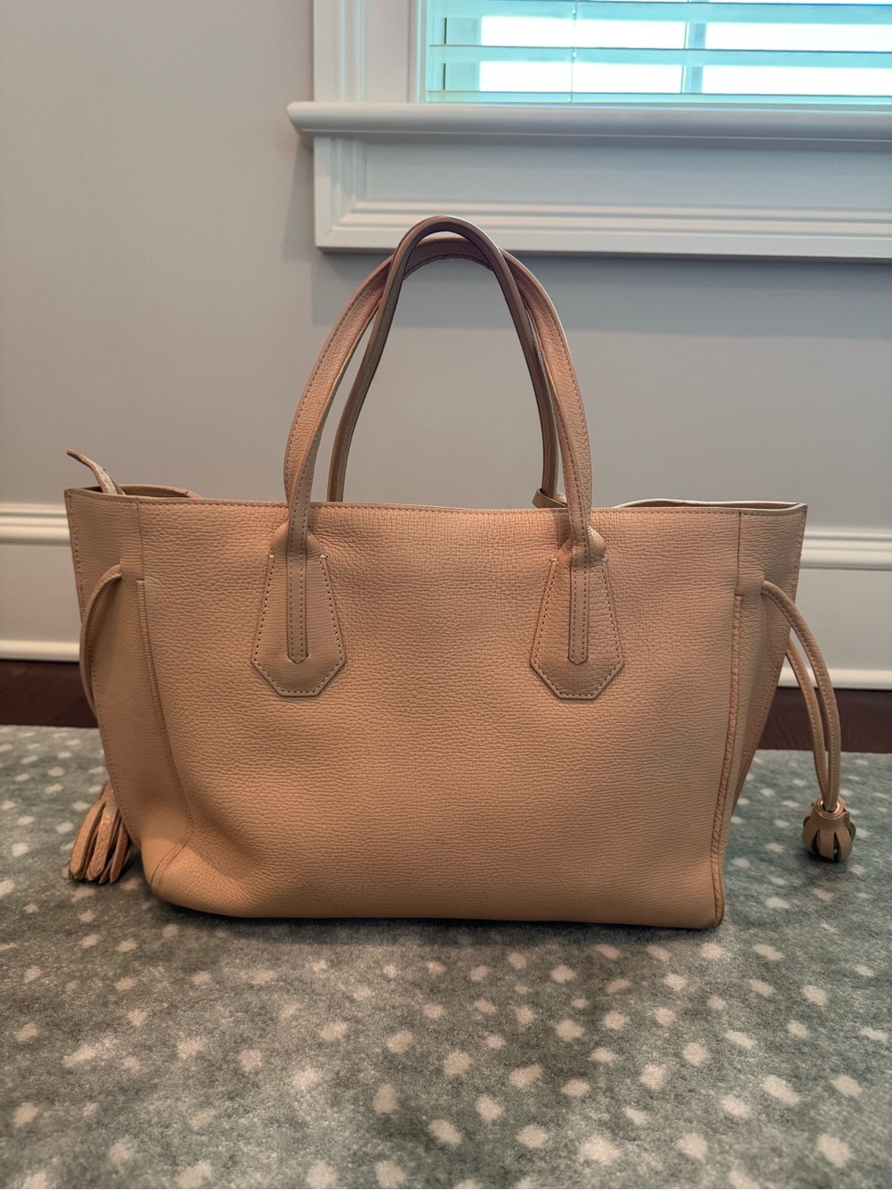 Longchamp Blush Pebbled Leather Tote with Tassel Accents - Picture 4 of 6